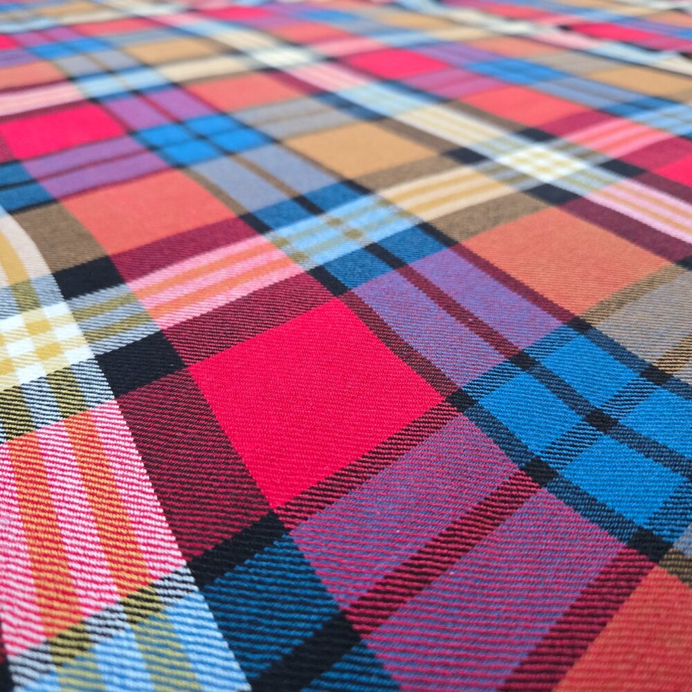 Coach 100% Wool Colorful Plaid Square Scarf - Picture 8 of 11